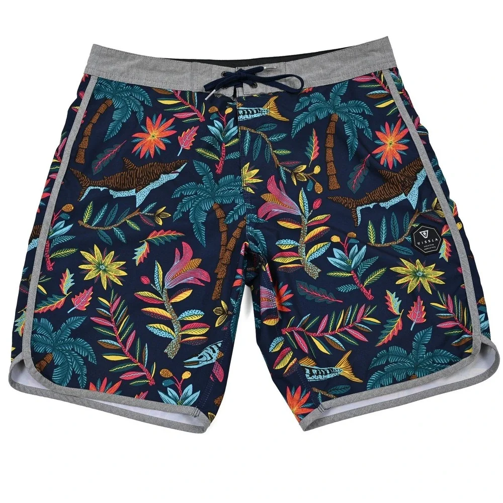 Vissla Board Shorts Coconut Stretch Mens 33 Sharks Floral Beach Swim Surf